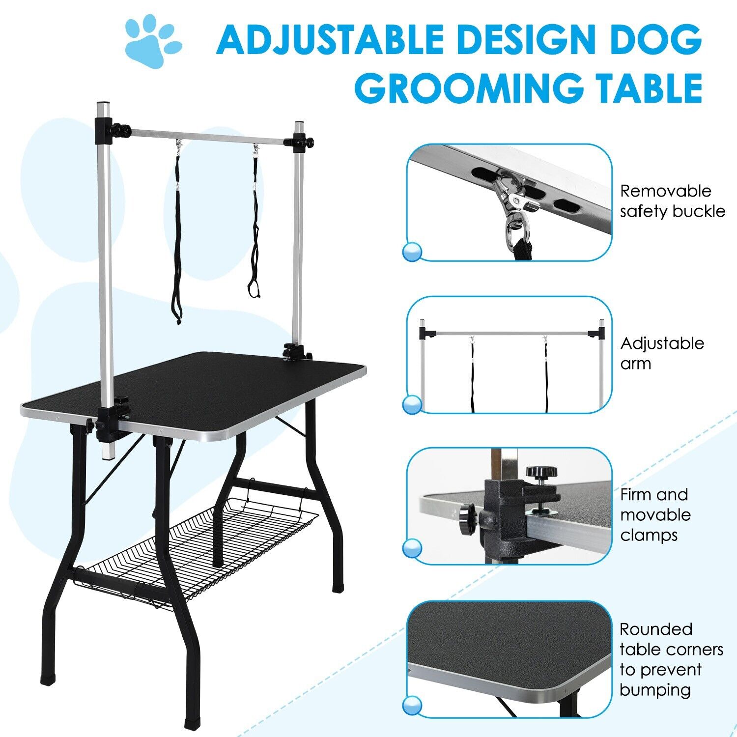 Premium Foldable Adjustable Pet Grooming Table with Anti-Slip Surface