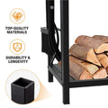 Premium Steel Firewood Rack with 4 Piece Tool Set Large Log Holder 30cm Depth