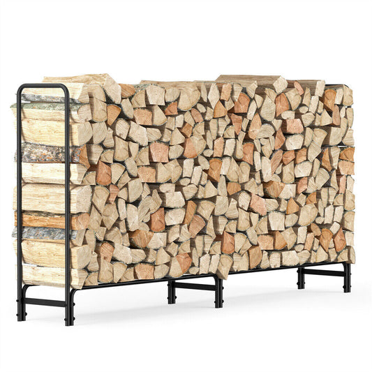 Heavy Duty Metal Firewood Rack - Log Storage with Open Design