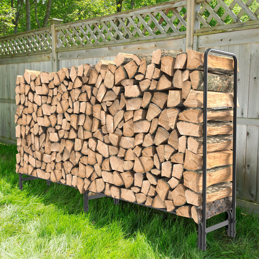 Heavy Duty Metal Firewood Rack - Log Storage with Open Design