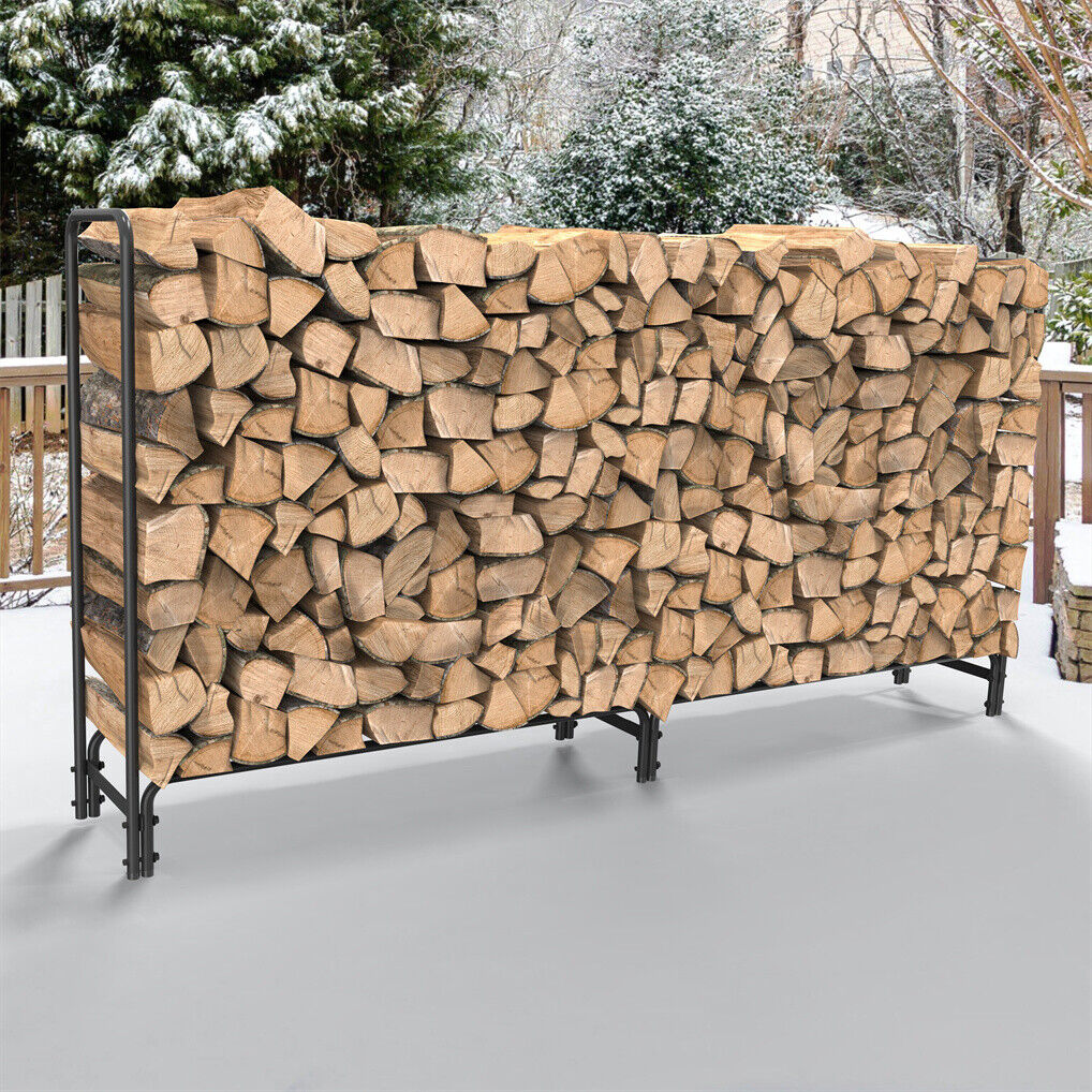 Heavy Duty Metal Firewood Rack - Log Storage with Open Design