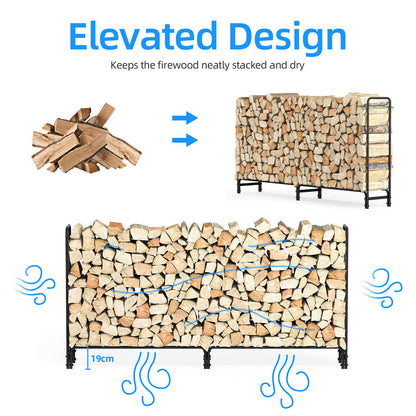 Heavy Duty Metal Firewood Rack - Log Storage with Open Design