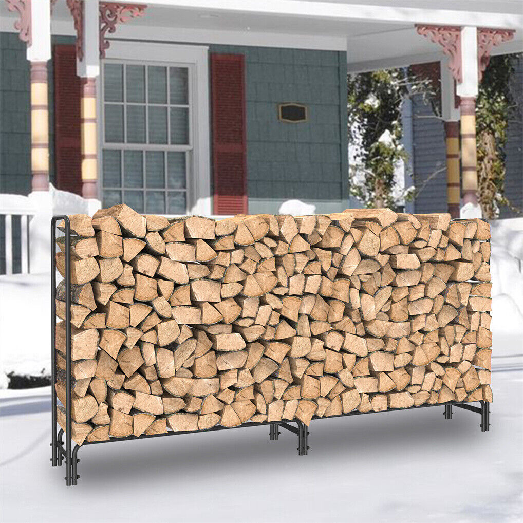 Heavy Duty Metal Firewood Rack - Log Storage with Open Design