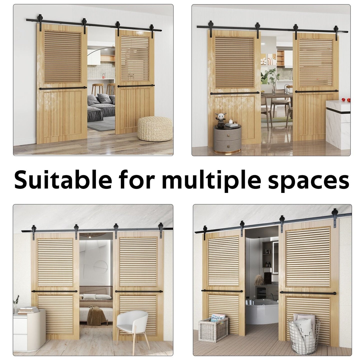 Rust Resistant Heavy Duty Sliding Barn Door Hardware Kit - 2M