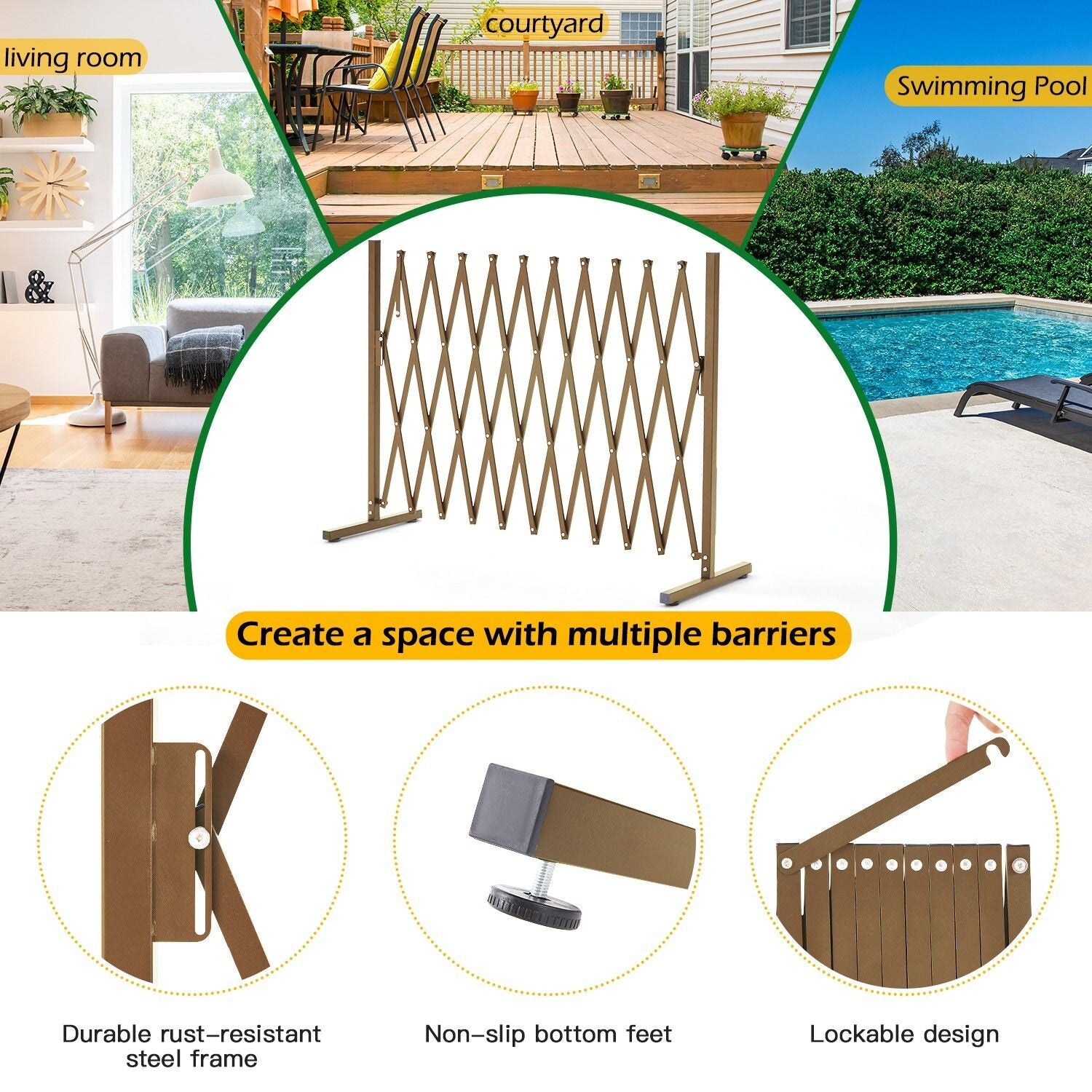 Expandable Aluminum Garden Fence Gate - 31cm to 330cm, Durable & Lightweight - SuperSaverAU - view 5