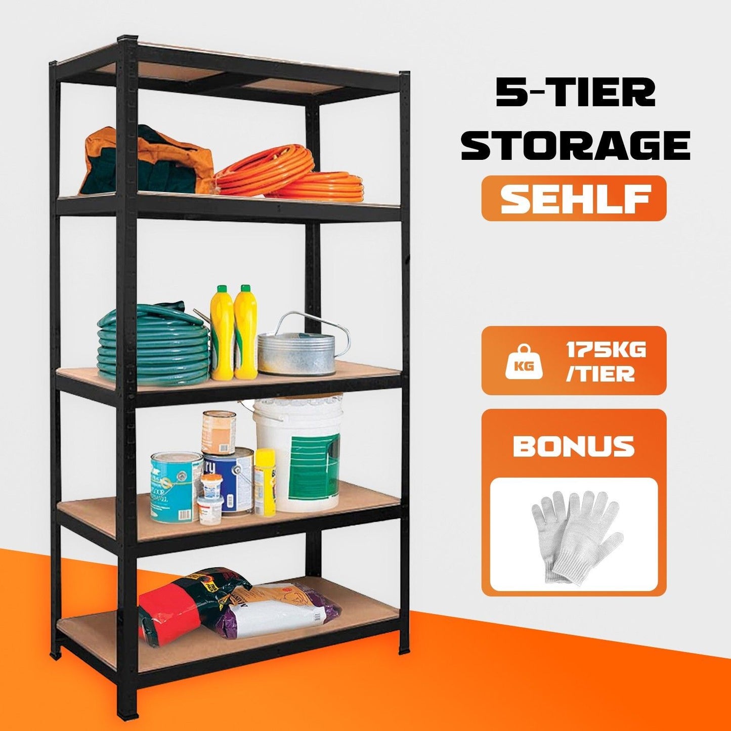 Heavy Duty Steel Shelving 75x30x170cm for Storage