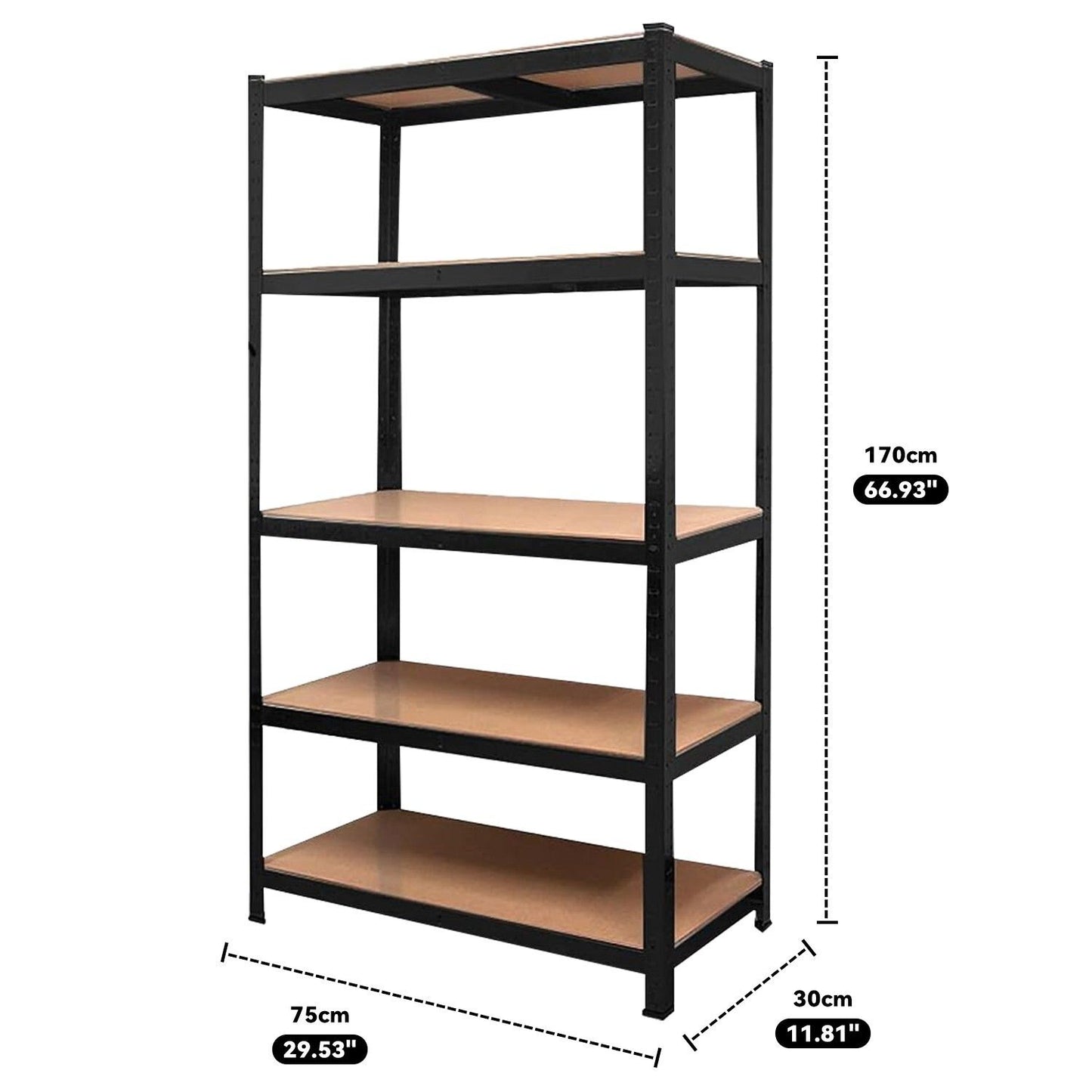 Heavy Duty Steel Shelving 75x30x170cm for Storage