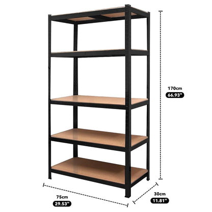 Heavy Duty Steel Shelving 75x30x170cm for Storage