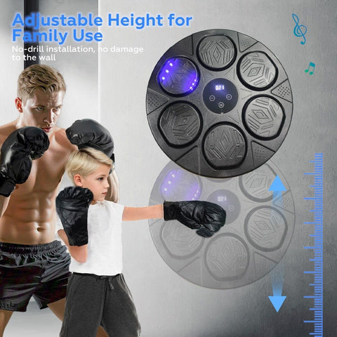 Premium Bluetooth Smart Punching Bag Wall Pad with Gloves, LED Lights & 9 Speeds