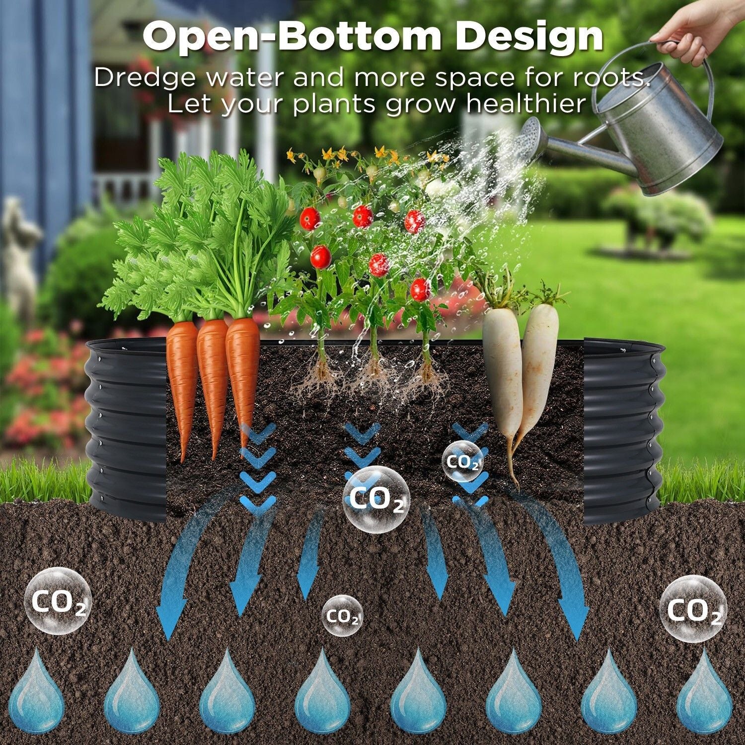 Oval Raised Garden Bed 160x80x42cm Galvanised Steel Planter - Rustproof & Deep Planting - SuperSaverAU - view 4