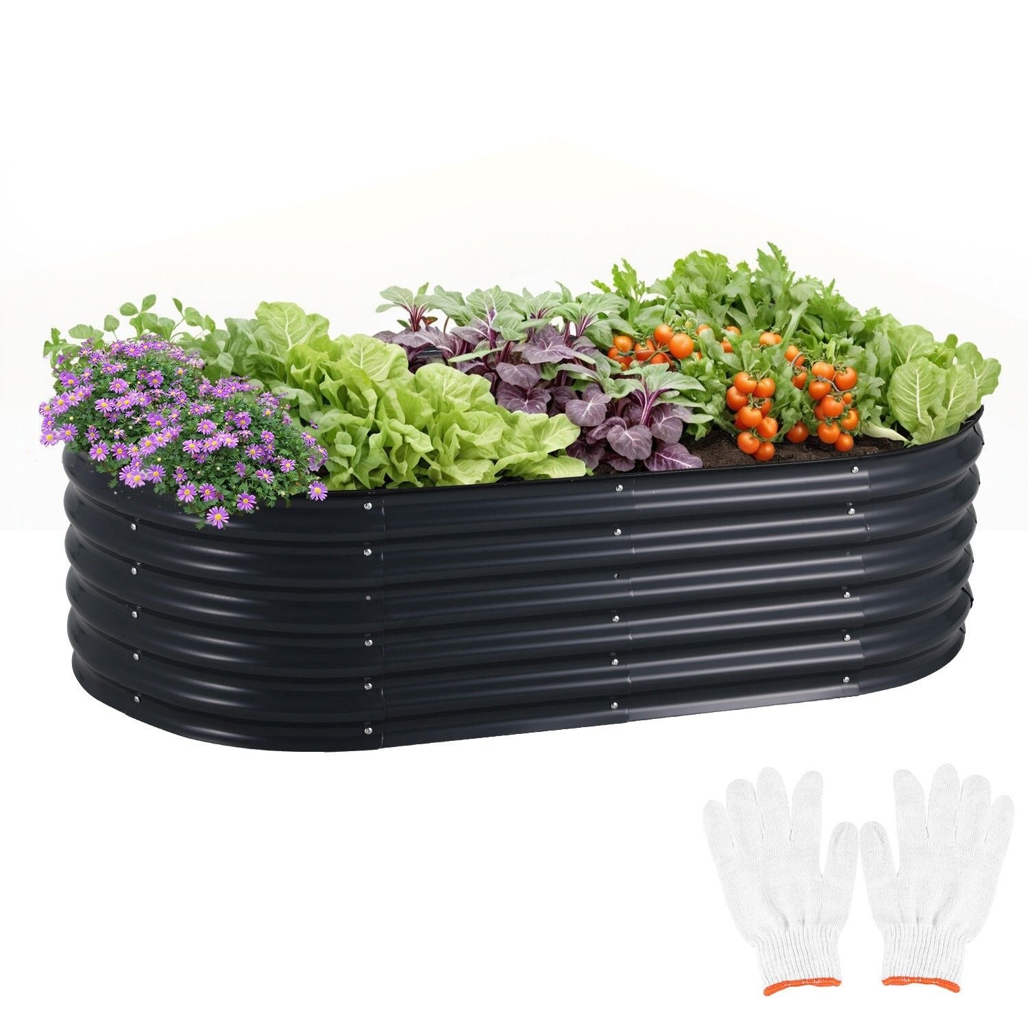 Galvanised Steel Oval Raised Garden Bed Planter 240x80x42cm - Durable & Weather-Resistant - SuperSaverAU - view 1