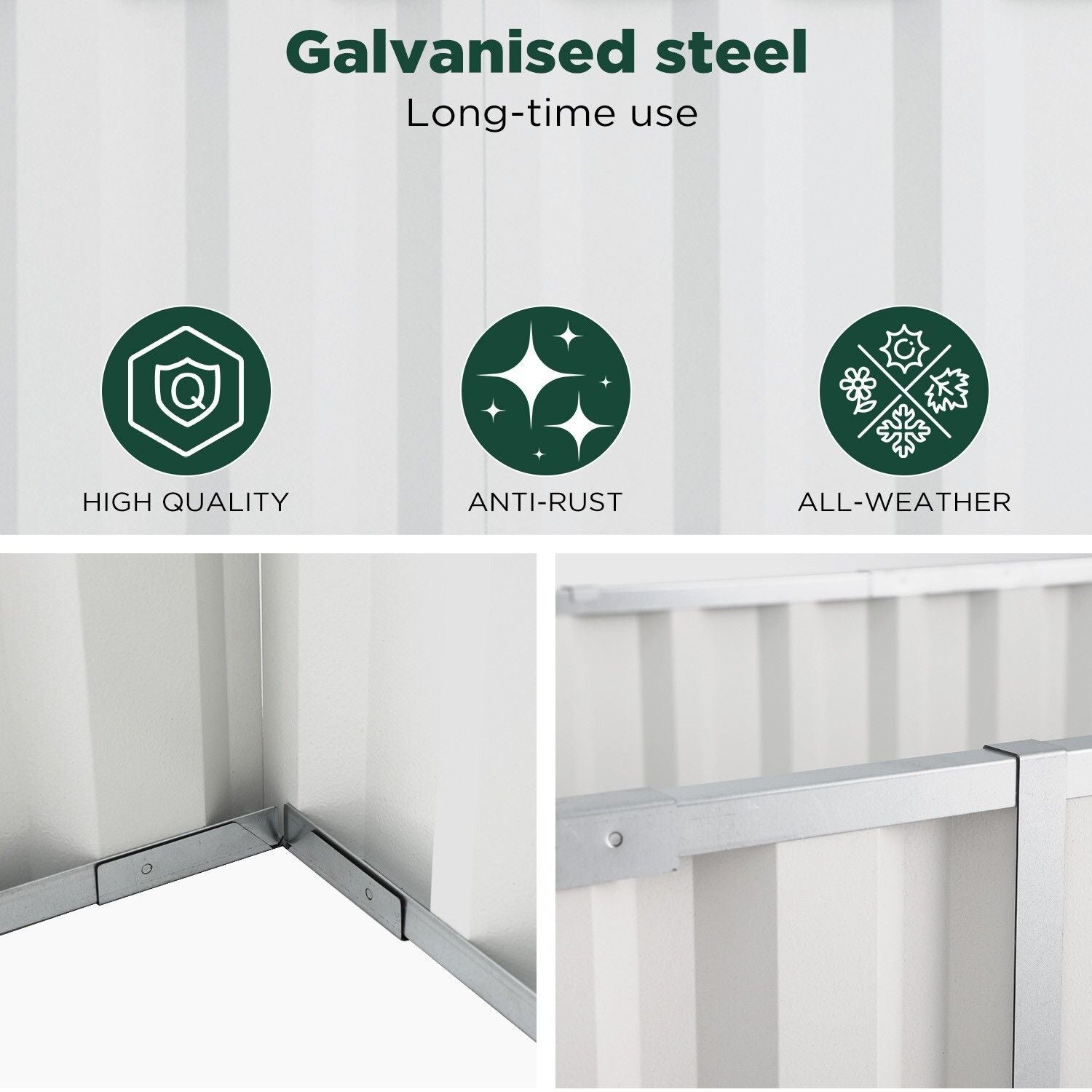 Galvanised Steel No-Screw Raised Garden Bed 160x80x42cm - SuperSaverAU - view 4