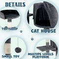 Cat Tower Tree Condo Scratching Post Dark Grey 142cm - Multi-Level, Durable, Cozy - SuperSaverAU - view 4