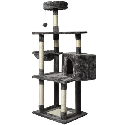 Large Grey Cat Tree Tower Condo 20x15x25 cm with Scratching Post & Bed