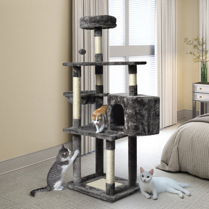 Large Grey Cat Tree Tower Condo 20x15x25 cm with Scratching Post & Bed