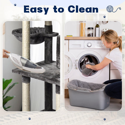 Large Grey Cat Tree Tower Condo 20x15x25 cm with Scratching Post & Bed