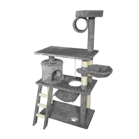 Grey Cat Tree Tower Condo Scratching Post Bed Stand 1.4M - Multi-Level Design, Plush Condos, Easy Maintenance - SuperSaverAU - view 1