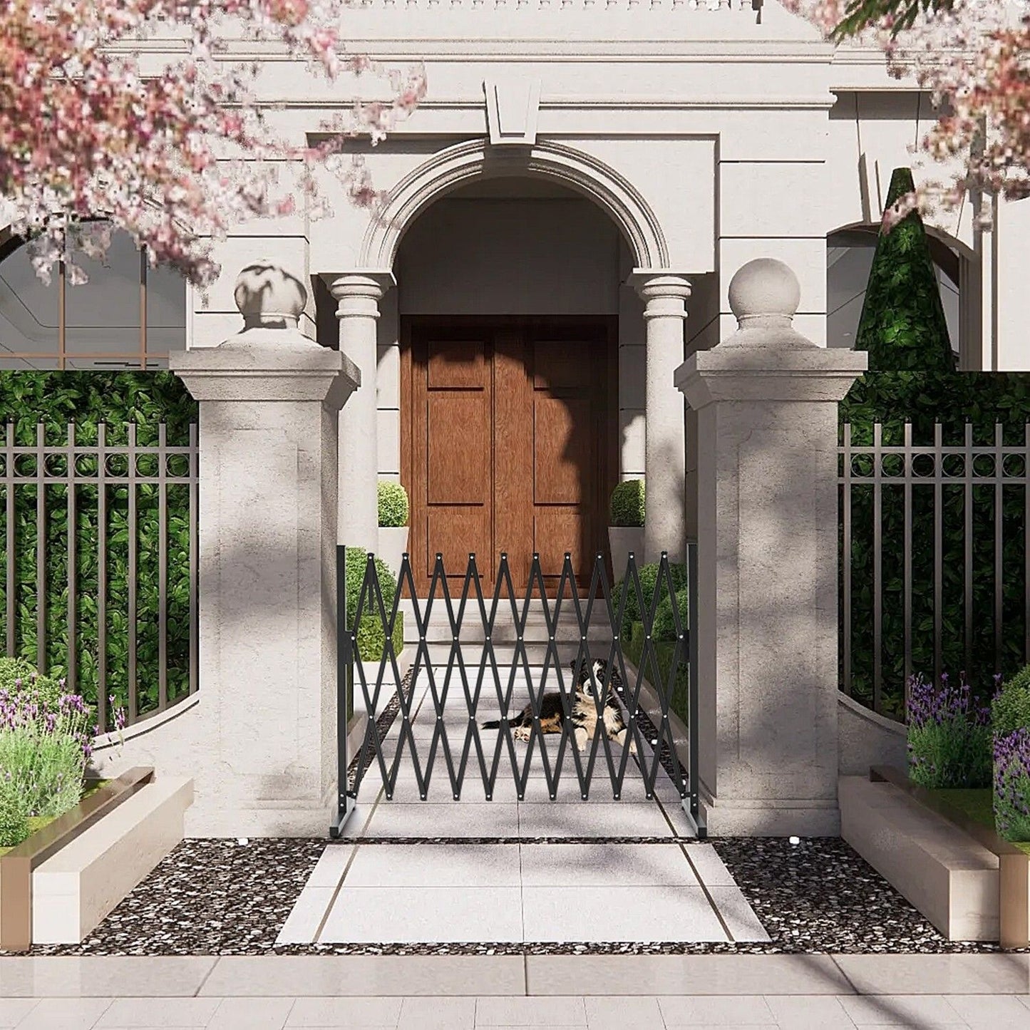 Retractable Aluminium Garden Gate Pet Fence 20x15x25 cm Durable Indoor Outdoor
