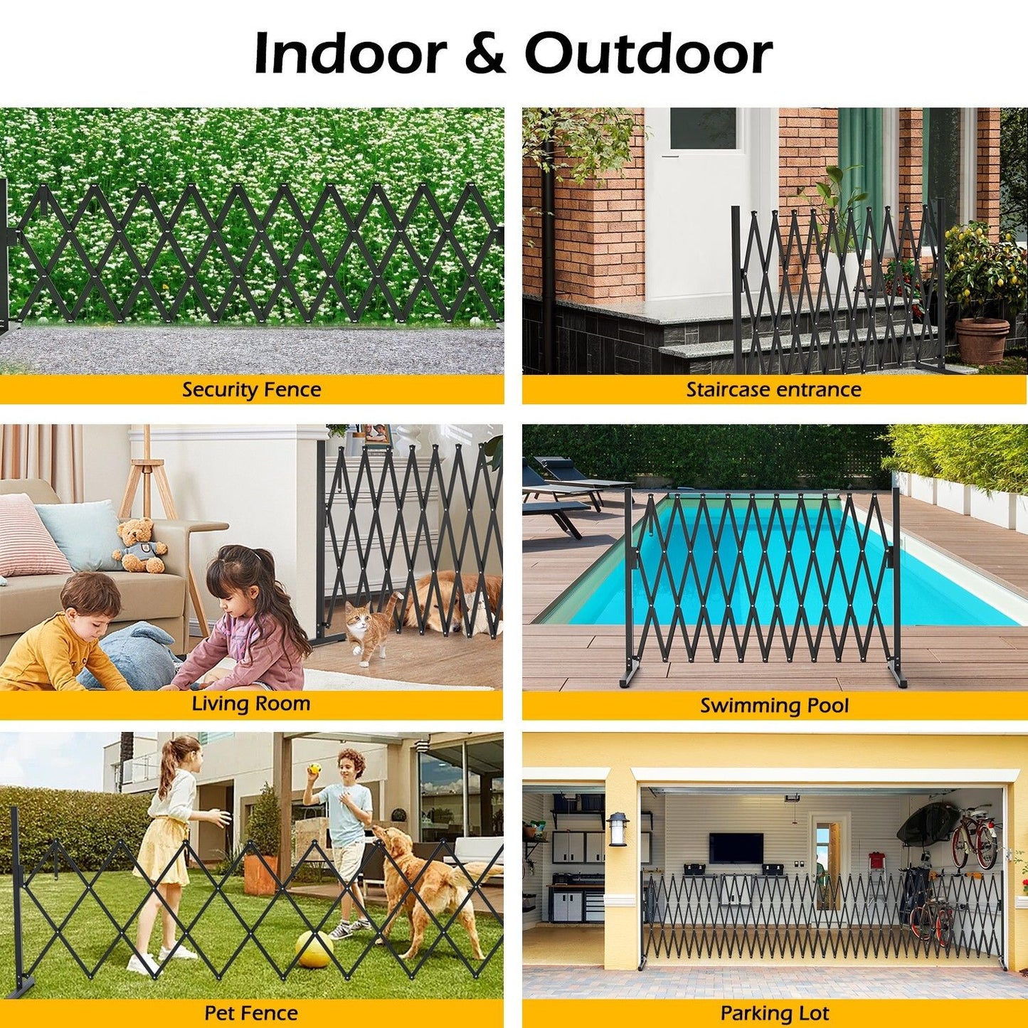 Retractable Aluminium Garden Gate Pet Fence 20x15x25 cm Durable Indoor Outdoor