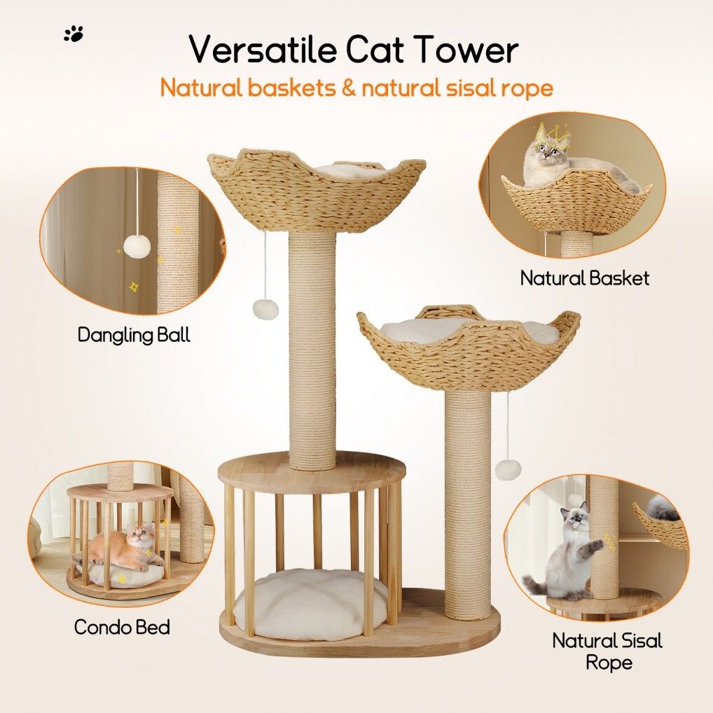 Cat Tree Tower Large Scratching Post Condo Activity Center 20x15x25 cm - SuperSaverAU - view 4