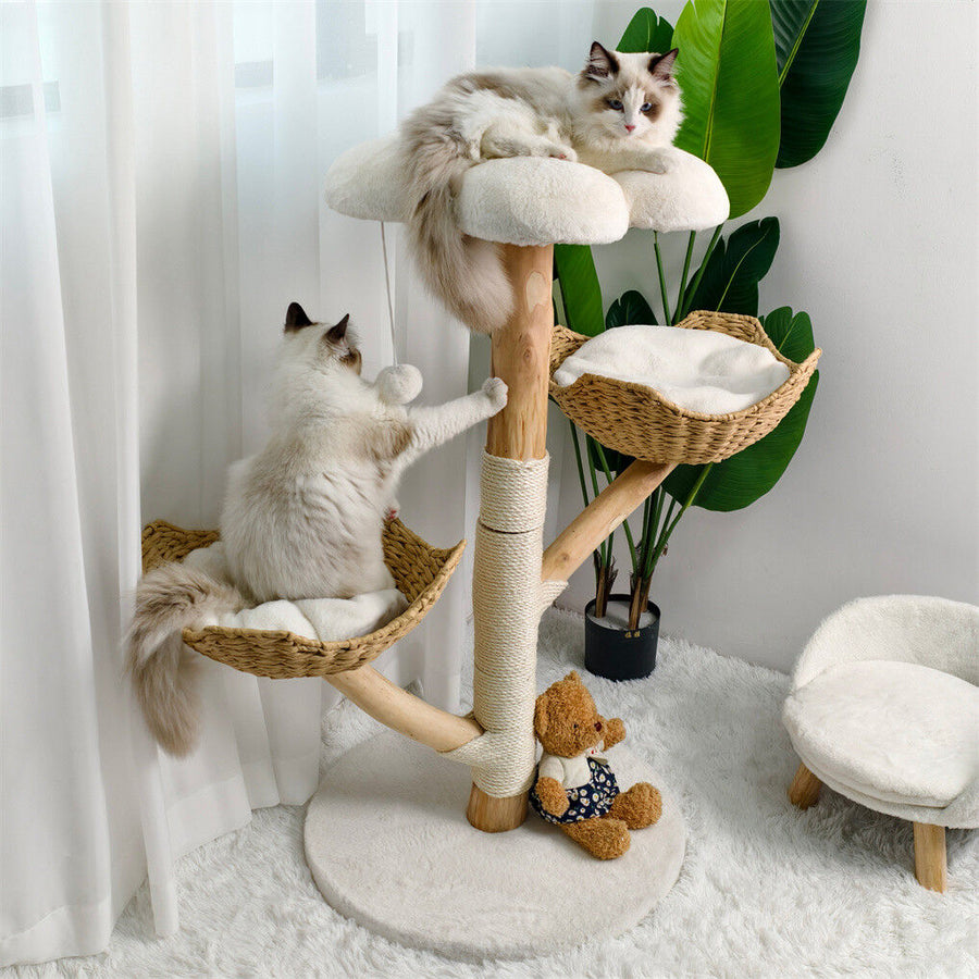 Cat Tree Scratcher Plush Sisal Willow Wood with Basket Cushion 20x15x25 cm - SuperSaverAU - view 1