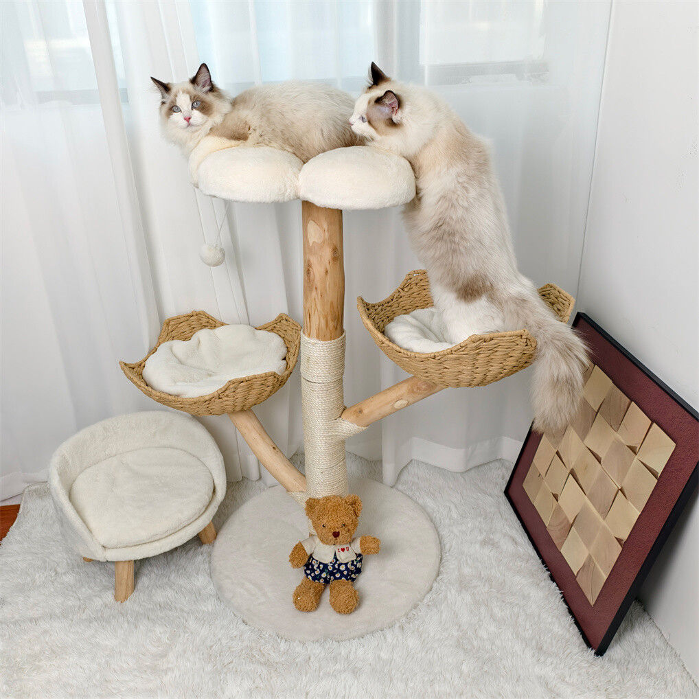 Cat Tree Scratcher Plush Sisal Willow Wood with Basket Cushion 20x15x25 cm - SuperSaverAU - view 10