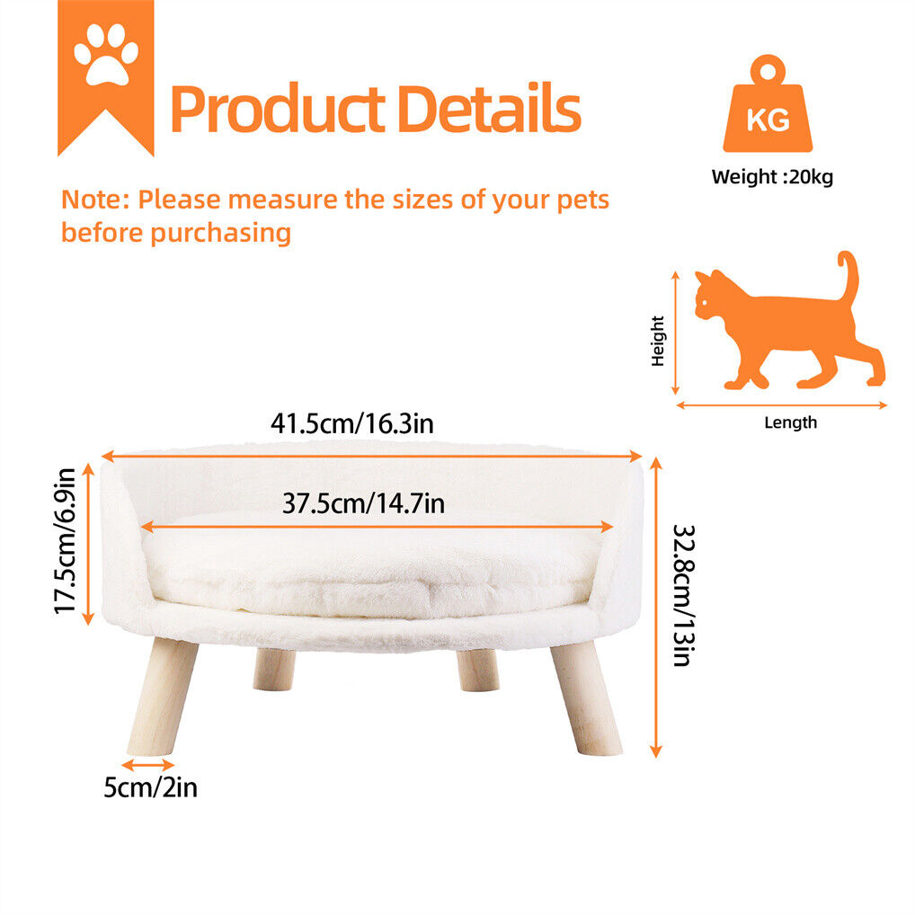 Luxury Round Pet Sofa Bed 40cm Soft Cushion Anti-skid