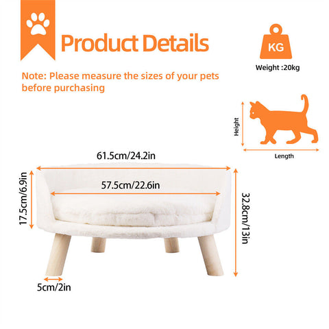 60cm Luxury Round Pet Sofa Bed with Soft Anti-skid Cushion - SuperSaverAU - view 2
