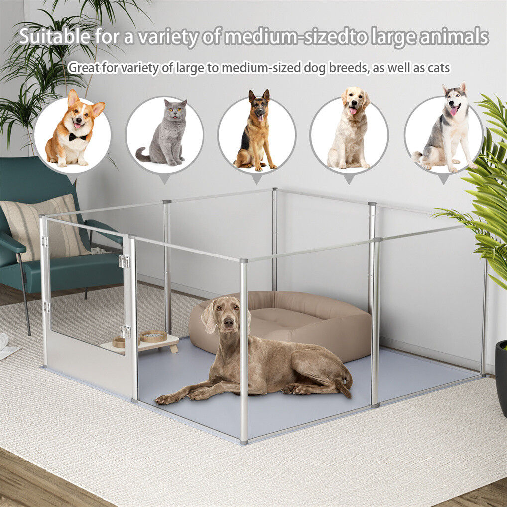 Large Acrylic Dog Playpen 132x132x80.5cm, 8 Panels, Durable & Safe Design - SuperSaverAU - view 3