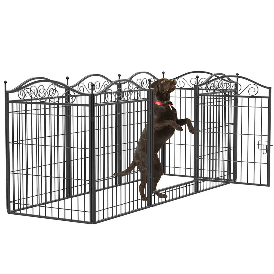 8 Panel Pet Playpen Gate Extension 50x50x60 cm with Lockable Door, Durable Design - SuperSaverAU - view 1