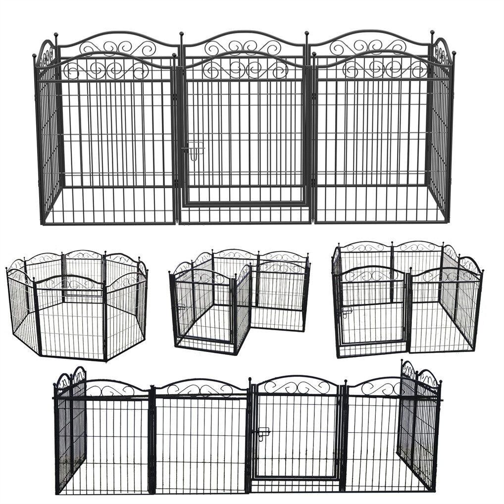 8 Panel Pet Playpen Gate Extension 50x50x60 cm with Lockable Door, Durable Design - SuperSaverAU - view 9