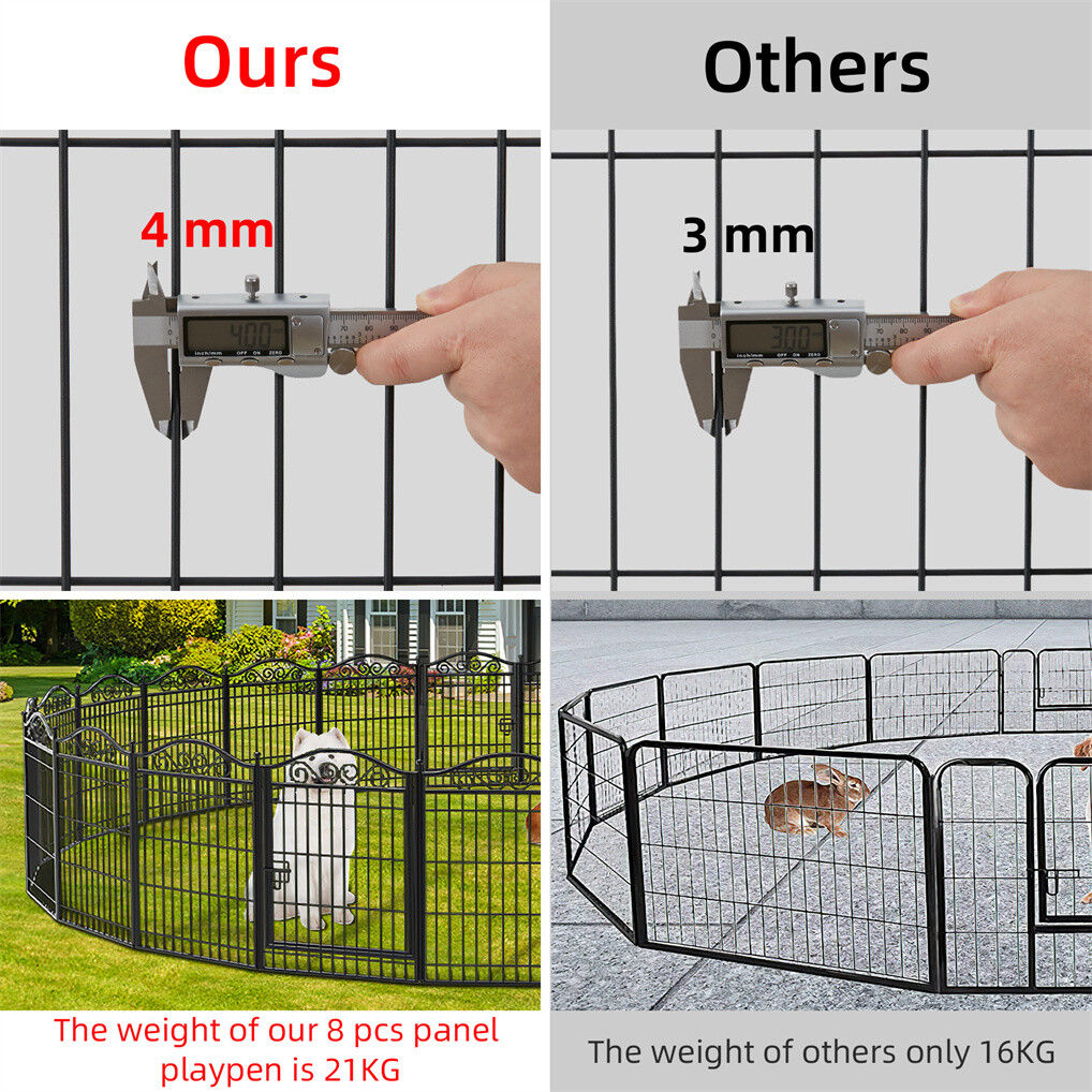 16 Panel Pet Playpen Gate Extension w/ Lockable Door Large Dog Cage