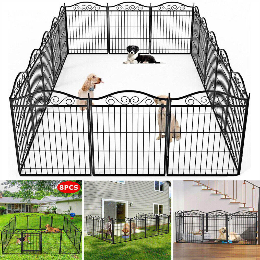 16 Panel Pet Playpen Gate Extension w/ Lockable Door Large Dog Cage