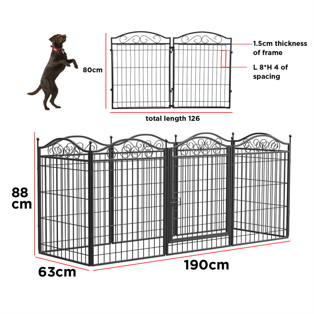 16 Panel Pet Playpen Gate Extension w/ Lockable Door Large Dog Cage