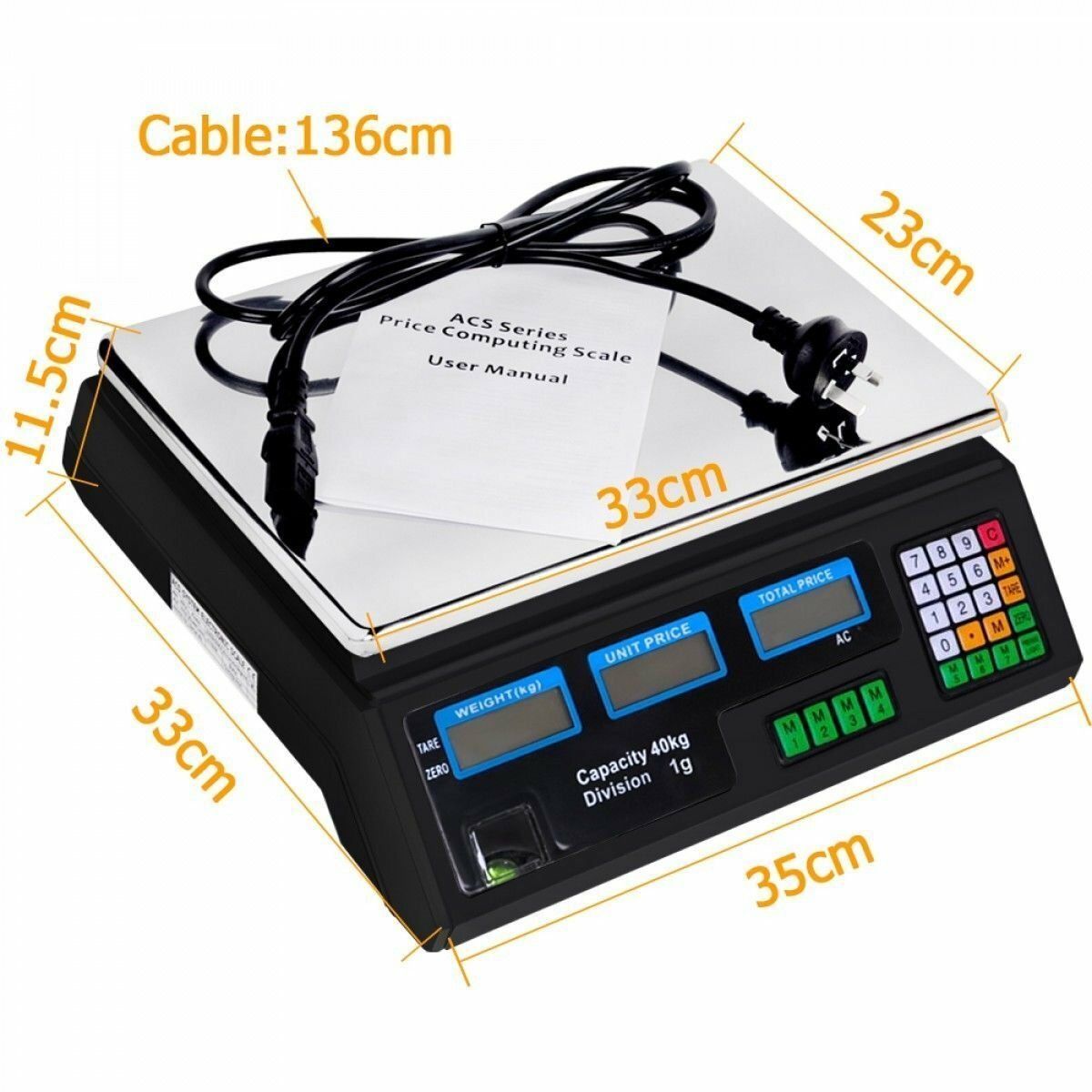 40KG Digital Kitchen Scale, Metal Electronic Postal Platform, 1g Precision, Stainless Steel - SuperSaverAU - view 7