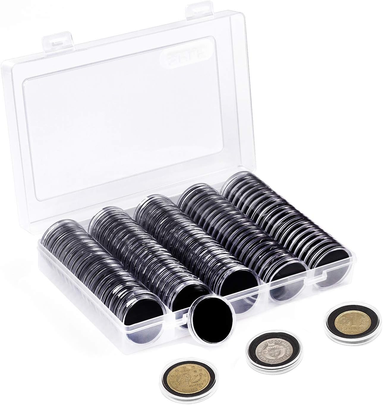 100PCS Clear Plastic Coin Holder Capsules for 20-30mm Coins - SuperSaverAU - view 1