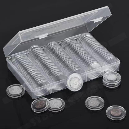 100PCS Clear Plastic Coin Holder Capsules for 20-30mm Coins