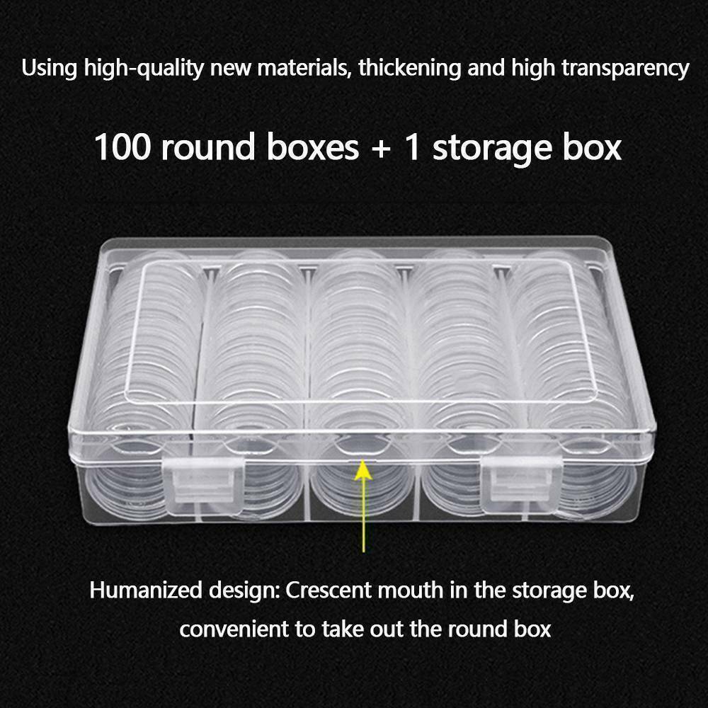 100PCS Clear Plastic Coin Holder Capsules for 20-30mm Coins