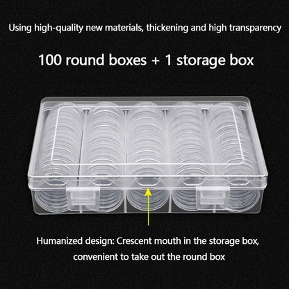 100PCS Clear Plastic Coin Holder Capsules for 20-30mm Coins