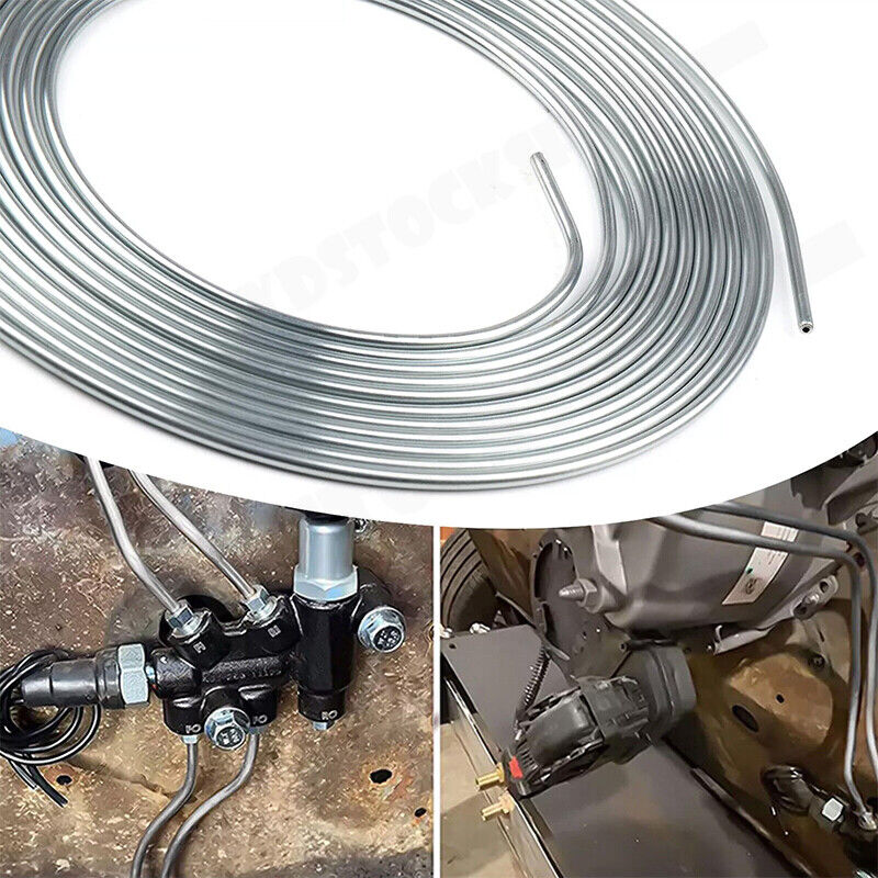 Premium 25ft 3/16in Steel Zinc Brake Line Tubing Kit with 32 Fittings