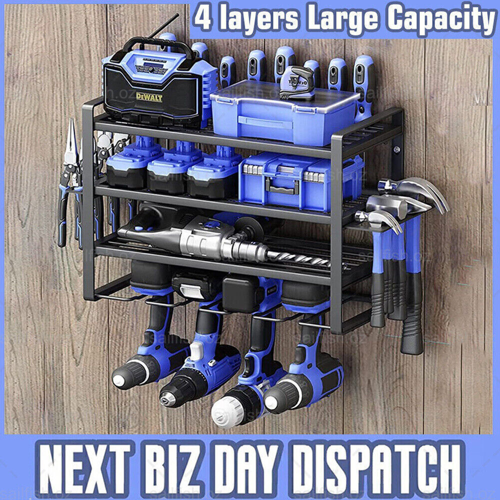 4-Layer Heavy Duty Drill Holder Wall Mount Tool Rack Organizer, 20 x 15 x 25 cm - SuperSaverAU - view 10