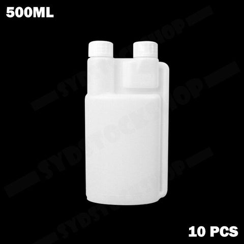 Premium 10-Pack 500ml Plastic Twin Chamber Bottles with Tamper-Evident Caps