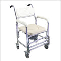 Premium Aluminium Mobile Shower Commode Chair 200kg with Footrests and Removable Pan