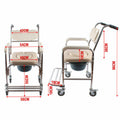 Premium Aluminium Mobile Shower Commode Chair 200kg with Footrests and Removable Pan
