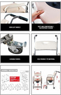 Premium Aluminium Mobile Shower Commode Chair 200kg with Footrests and Removable Pan