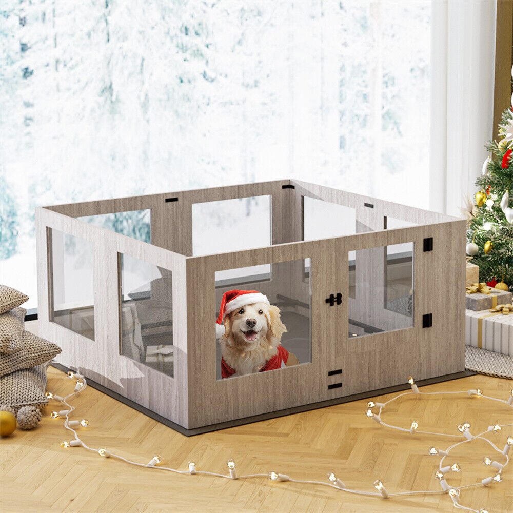 Indoor Dog Pen Tempered Glass Kennel 47.24x46.69x23.62 inches w/ Pad - SuperSaverAU - view 5