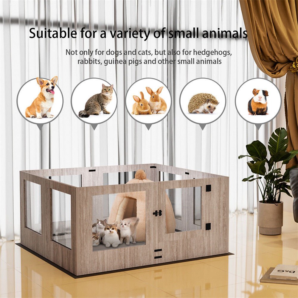 Indoor Dog Pen Tempered Glass Kennel 47.24x46.69x23.62 inches w/ Pad - SuperSaverAU - view 8