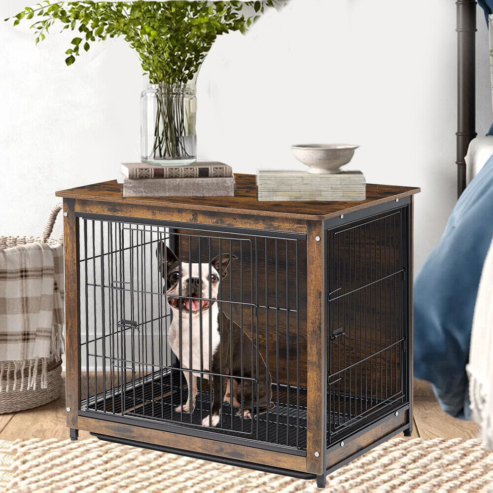 Small Wooden Dog Crate Indoor Kennel 63x51x59cm End Table, Dual-Purpose Design - SuperSaverAU - view 2