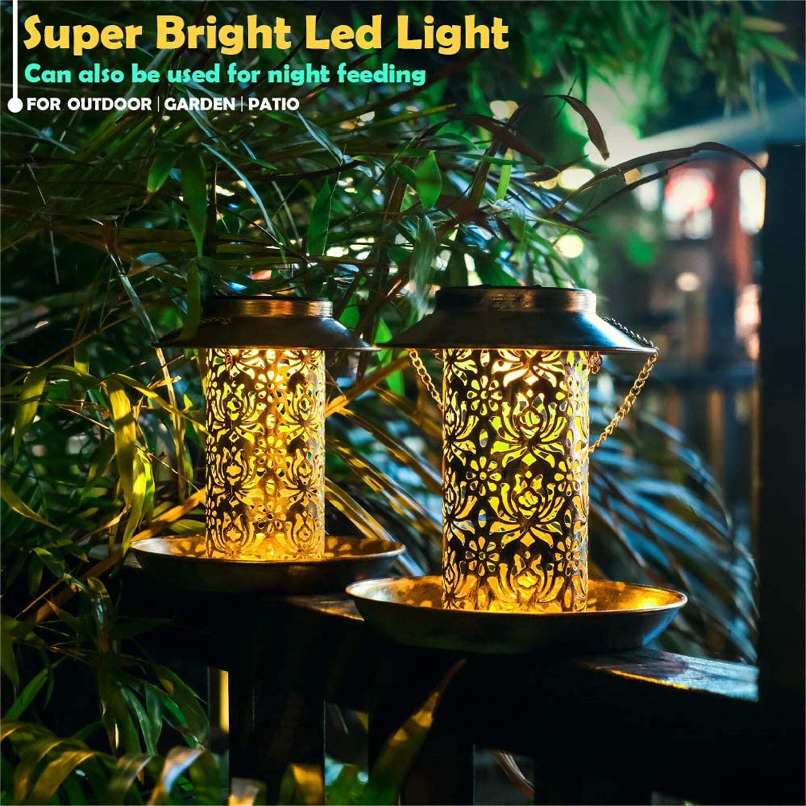 Premium Solar Hanging Bird Seed Feeder – with LED Light