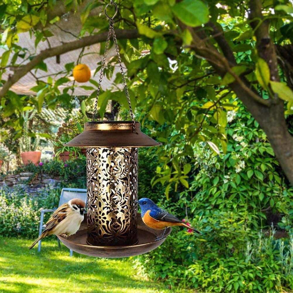 Premium Solar Hanging Bird Seed Feeder – with LED Light